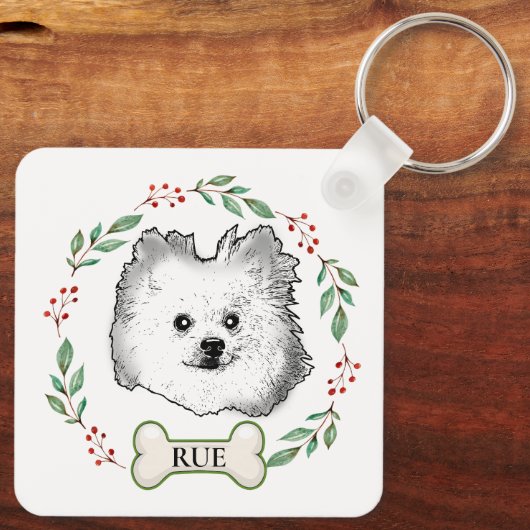 Duitse Spitz hond gepersonaliseerd Sleutelhanger (Achterkant)