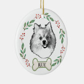 Duitse Spitz Hond Gepersonaliseerde Hand Drawing Keramisch Ornament (Rechts)