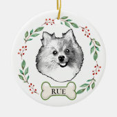 Duitse Spitz Hond Gepersonaliseerde Hand Drawing Keramisch Ornament (Voorkant)