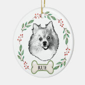 Duitse Spitz Hond Gepersonaliseerde Hand Drawing Keramisch Ornament (Links)