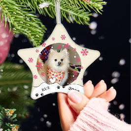 Duitse Spitz Hond Gepersonaliseerde Hand Drawing Keramisch Ornament