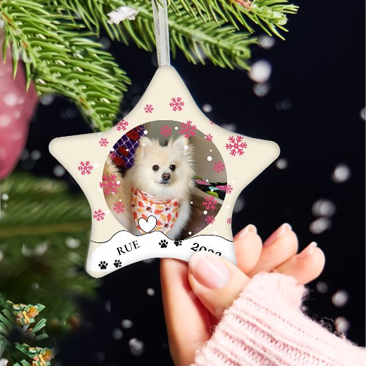 Duitse Spitz Hond Gepersonaliseerde Hand Drawing Keramisch Ornament