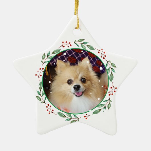 Duitse Spitz Hond Gepersonaliseerde Hand Drawing Keramisch Ornament (Achterkant)