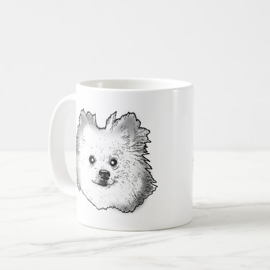 Duitse Spitz Hond Gepersonaliseerde Hand Drawing Koffiemok (Voorkant links)