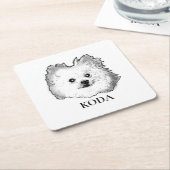 Duitse Spitz hond gepersonaliseerde hand tekening Kartonnen Onderzetters (Schuin)