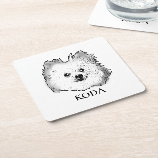 Duitse Spitz hond gepersonaliseerde hand tekening Kartonnen Onderzetters (Schuin)