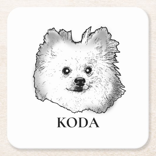 Duitse Spitz hond gepersonaliseerde hand tekening Kartonnen Onderzetters (Voorkant)