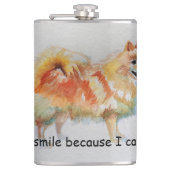 Duitse Spitz hond 'Ik lach omdat ik kan' Kaarten Heupfles (Voorkant)