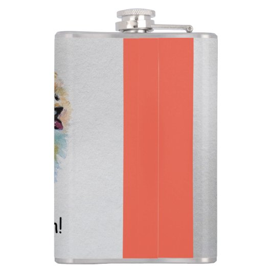 Duitse Spitz hond 'Ik lach omdat ik kan' Kaarten Heupfles (Achterkant)