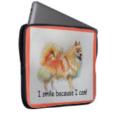 Duitse Spitz hond 'Ik lach omdat ik kan' Kaarten Laptop Sleeve (Voorkant Rechts)