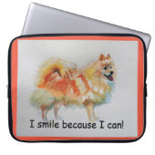 Duitse Spitz hond 'Ik lach omdat ik kan' Kaarten Laptop Sleeve (Voorkant)
