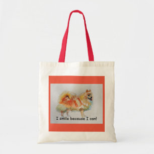Duitse Spitz hond 'Ik lach omdat ik kan' Kaarten Tote Bag