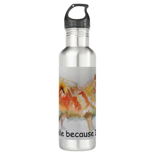 Duitse Spitz hond 'Ik lach omdat ik kan' Kaarten Waterfles (Voorkant)