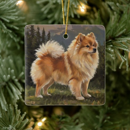 Duitse Spitz Keramisch Ornament (Boom)