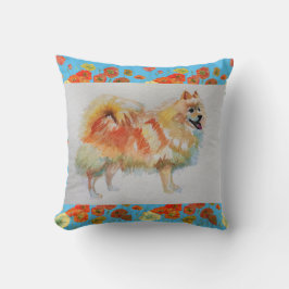 Duitse Spitz Pomeranian Aquarel Huisdier Hond Kuss Kussen