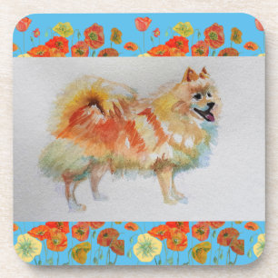 Duitse Spitz Pomeranian Aquarel Huisdier Hond Onde Bier Onderzetter