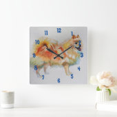 Duitse Spitz Pomeranian Dog dogs Childs Room Clock Vierkante Klok (Huis)