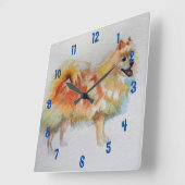 Duitse Spitz Pomeranian Dog dogs Childs Room Clock Vierkante Klok (Hoek)