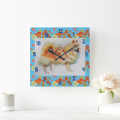 Duitse Spitz Pomeranian Dog dogs Childs Room Clock Vierkante Klok (Huis)