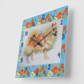 Duitse Spitz Pomeranian Dog dogs Childs Room Clock Vierkante Klok (Hoek)