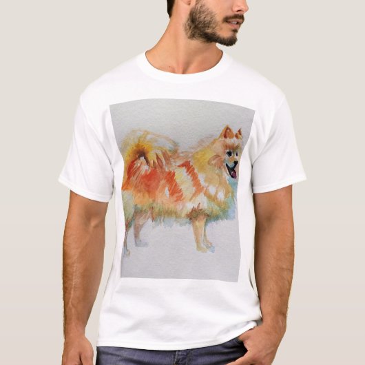 Duitse Spitz Pommeren Waterverf Dog Dogs T-shirt (Voorkant)