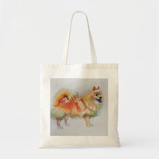 Duitse Spitz Pommeren Waterverf Dog Dogs Tote Bag (Voorkant)