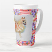 Duitse Spitz Pommeren Waterverf Dog Latte Mok (Rechterhoek)
