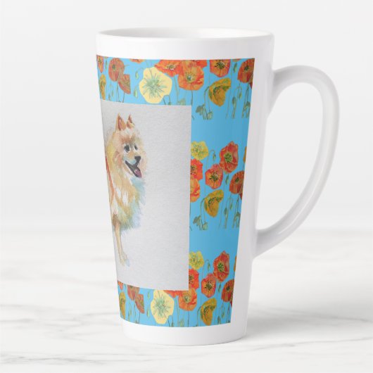 Duitse Spitz Pommeren Waterverf Dog Latte Mok (Rechts)