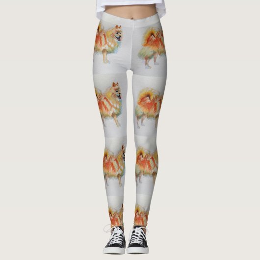 Duitse Spitz Pommerse Hondenhonden Oranje Leggings (Voorkant)