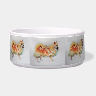 Duitse Spitz Pommerse Waterverf Grote Pet Bowl Voerbakje