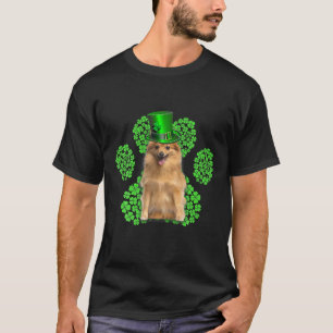 Duitse Spitz Shamrock Paw Clovers St Patrick's Day T-shirt