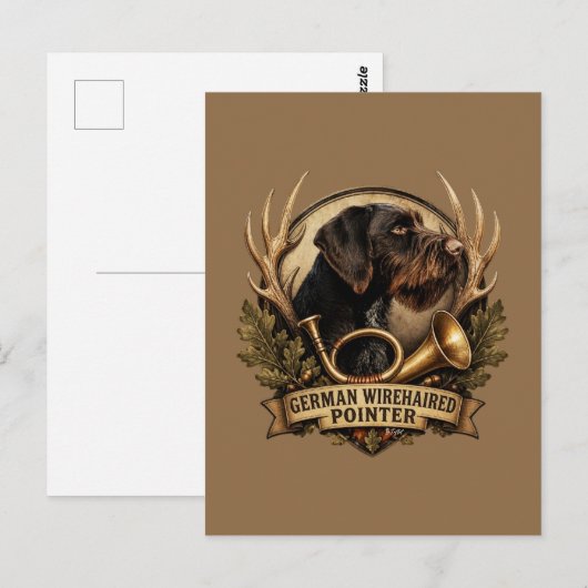 Duitse Staande Draadhar Briefkaart (Voorkant / Achterkant)