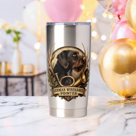 Duitse Staande Draadhar Geïsoleerde Drinkbeker (Vrijgezellenfeest (Gedraaid) )