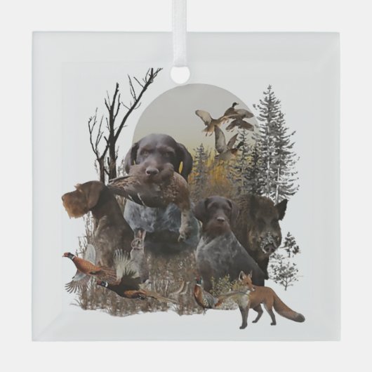 Duitse Staande Draadhar Glas Ornament (Voorkant)