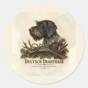 Duitse Staande Draadhar – Jachtcollectie Ronde Sticker