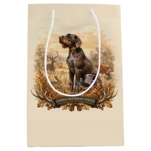 Duitse Staande Draadhar Medium Cadeauzakje (Voorkant)