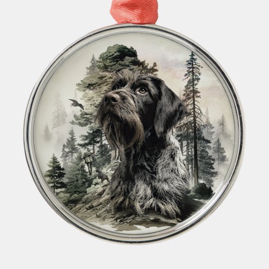 Duitse Staande Draadhar Metalen Ornament (Voorkant)