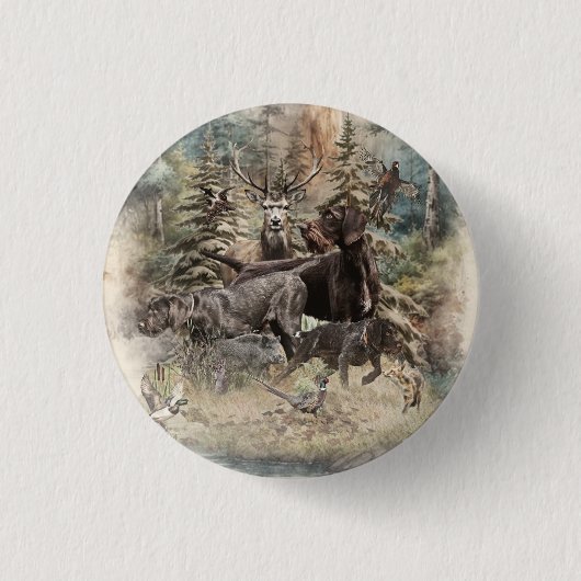 Duitse Staande Draadhar Ronde Button 3,2 Cm (Voorkant)