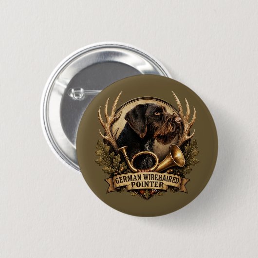 Duitse Staande Draadhar Ronde Button 5,7 Cm (Voorkant /achterkant)