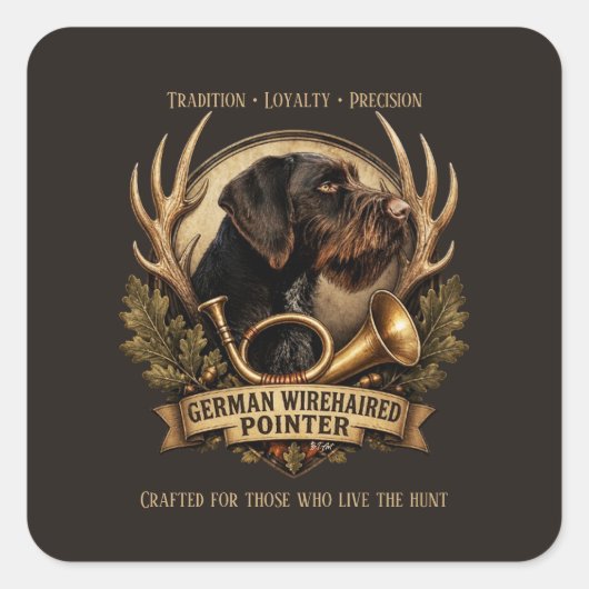 Duitse Staande Draadhar Vierkante Sticker (Voorkant)