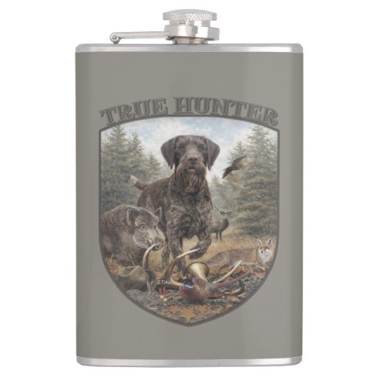 Duitse Staande Draadharige Pointer Heupfles (Voorkant)
