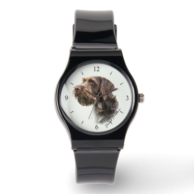 Duitse Staande Draadharige Pointer Horloge (Voorkant)