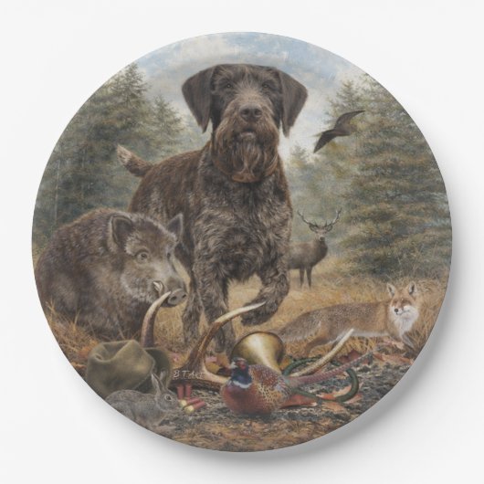 Duitse Staande Draadharige Pointer Papieren Bordje (Voorkant)