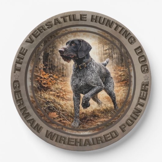 Duitse Staande Draadharige Pointer Papieren Bordje (Voorkant)