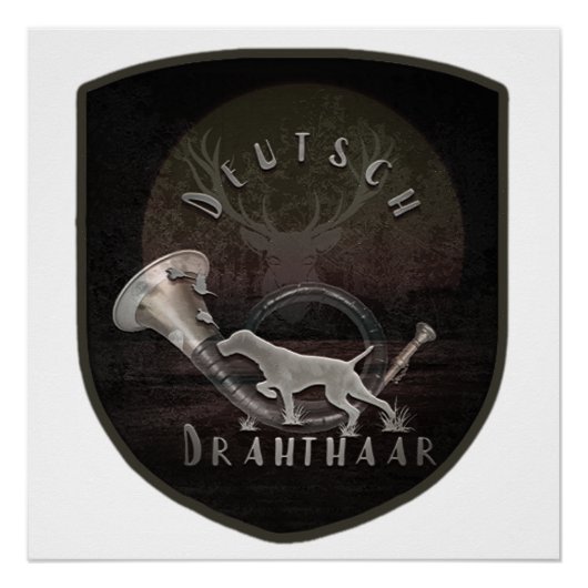 Duitse Staande Draadharige Pointer Poster (Voorkant)