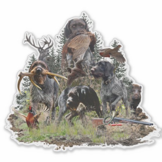 Duitse Staande Draadharige Pointer Sticker (Voorkant)
