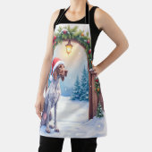 Duitse Staande Hond Besneeuwde Poort Kerstman Hoed Schort (Insitu)