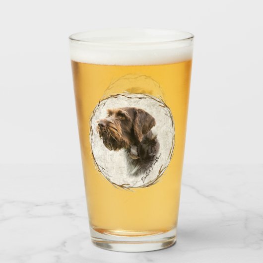 Duitse Staande Hond Draadhaar   Glas (Achterkant gevuld)
