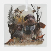 Duitse Staande Hond draadhaar Glas Ornament (Achterkant)