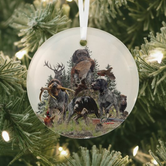 Duitse Staande Hond Draadhaar Glas Ornament (Insitu)